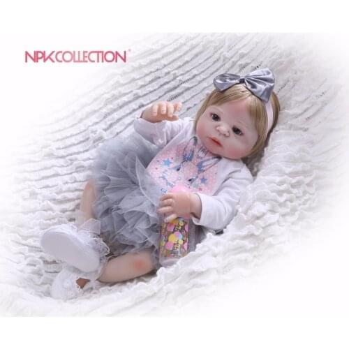 NPK 57CM fashion Full Body Silicone Girl Reborn Babies Doll Toys Princess Babies Doll Wig Hair Birthday Gift Kids Brinquedos