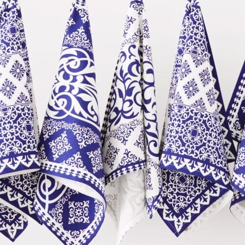 National Style Blue And White Food Photography cotton cloth mats pads rectangle placemats doilies table decoration accessories