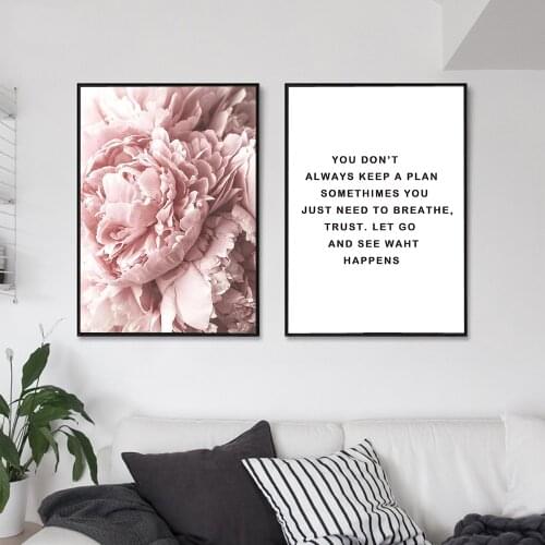 Scandinavian Modular Pink Flower Poster Modern Photography Canvas Quote Painting Art Print Wall Picture Living Room Home Decor