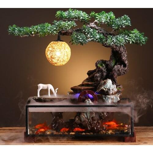 Loop Water Fountain Fortune Decoration Creative Fengshui Wheel Water Truck Rockery Landscape Office Fish Tank Opening Gifts