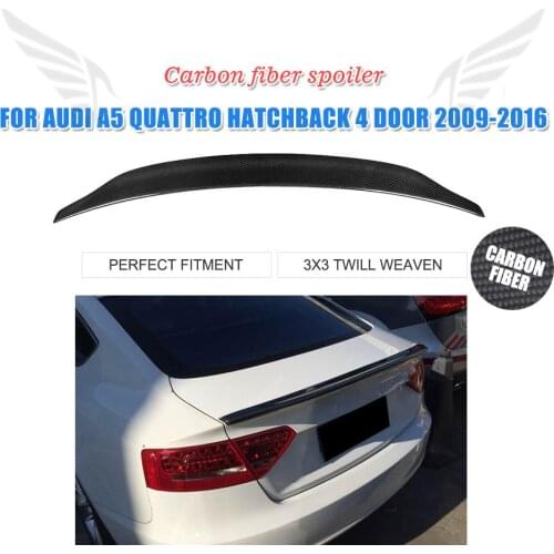 Rear Spoiler Boot Lip Wing for Audi A5 Quatto Sportback 4-Door 2009 - 2016 Trunk Spoiler Carbon Fiber / FRP Unpainted