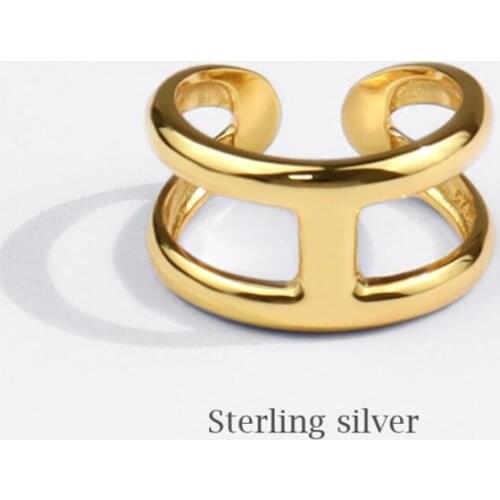 Sole Memory Double Punk Cute Personality 925 Sterling Silver Female Resizable Opening Rings SRI782