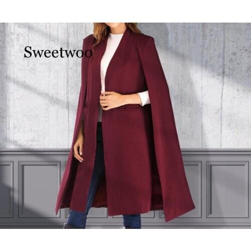Women Cloak Trench Coat Elegant Capes Casual Solid Blazer Cotton Streetwear Cardigan Female Poncho Outerwear