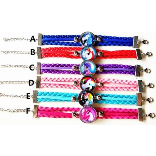 1pc Unicorn, Flamingo Glass Cabochs Ancient Silver Charm bracelet for girls Party Gift wholesale