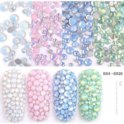 350Pcs Opal AB Colors Glitter Rhinestones Crystal SS4-SS20 Non Hot Fix Flatback Strass Nail Art Rhinestone Decoration DIY