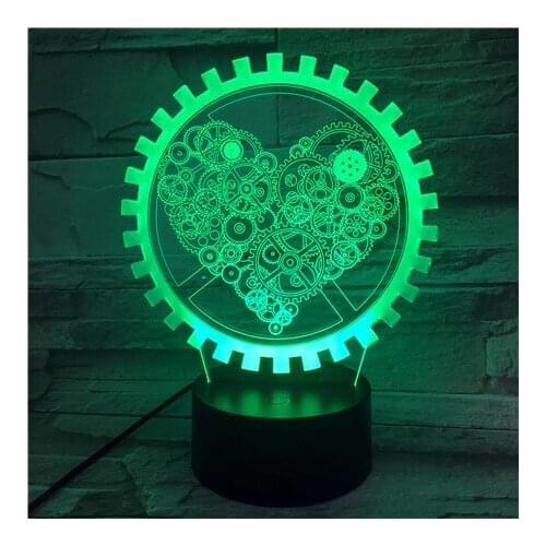 3D LED Night Light Gear Love Shape Novelty 3AAA Batteries Kids Room Luminaria Lights Table Lamps Celebration Gift 576