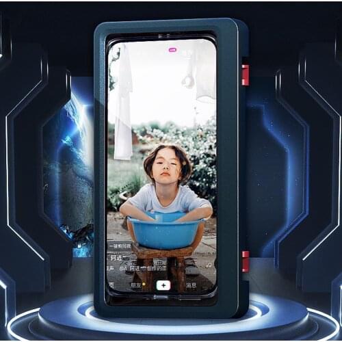 4 Hooks Paste Seamless Bathroom Shelf Shower Phone Sealed Cover Shelf Protective Storage V9A6