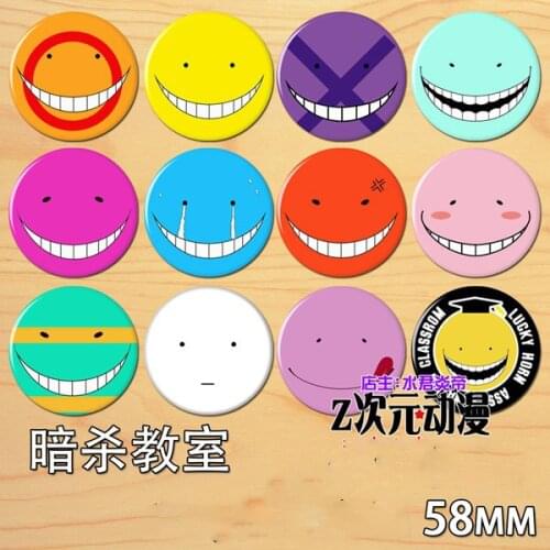 58mm Assassination Classroom Cute Funny Korosensei Badges Acrylic Round Brooch Pins Button Icons