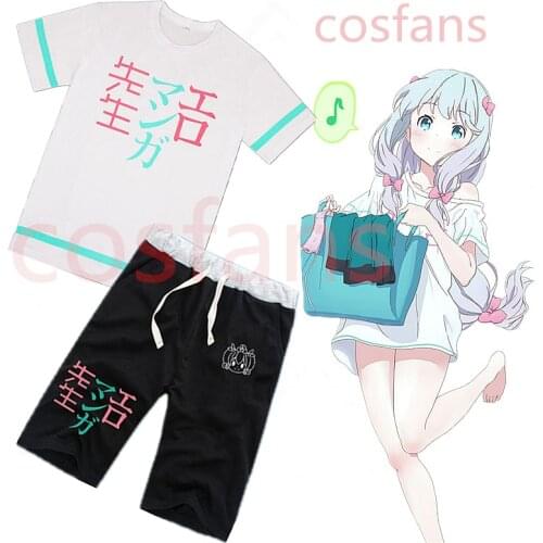 Anime Eromanga Sensei T-shirts Sagiri Izumi Cosplay Costumes Summer Short Sleeve Casual Tops Fancy Tee Shirt pant in stock