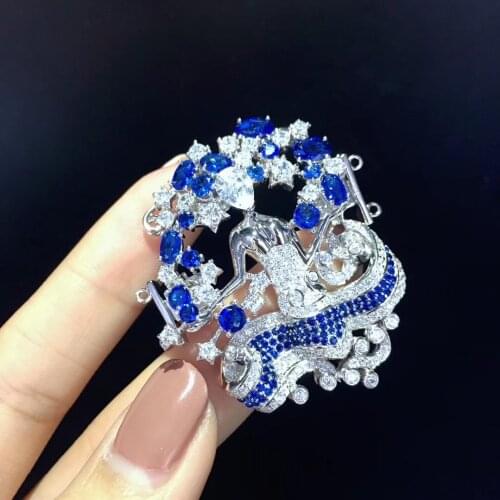 Virgo brooch 925 sterling silver twelve constellation high qualtiey blue and white mixed color fine jewelry birthday gift