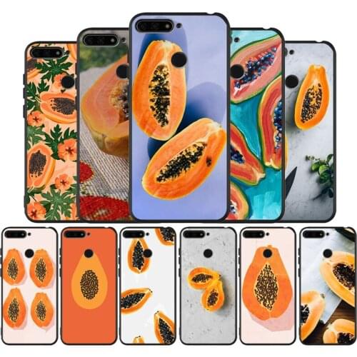 Papaya black Silicone Phone Case For Huawei honor 30 20 Pro 8 8X 9 10 20 Lite Mate 10 20 30 Lite Pro cover