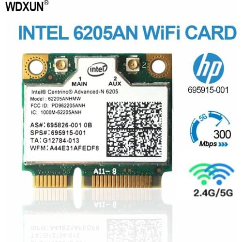 For Intel 6250AN 2.4G / 5GHz dual-band wireless adapter 6205 62205an 62205hmw 300Mbps Half Mini PCI-E WiFi card 802.11n window