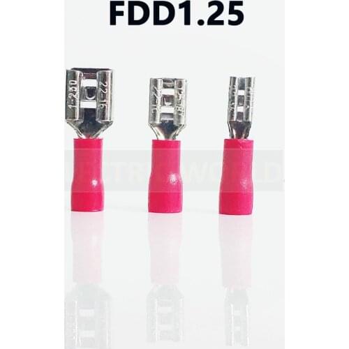 FDD1.25 series 100PCS/Bag Insulated female disconnector Cable Connector wire terminals pre-insulating terminals male terminal