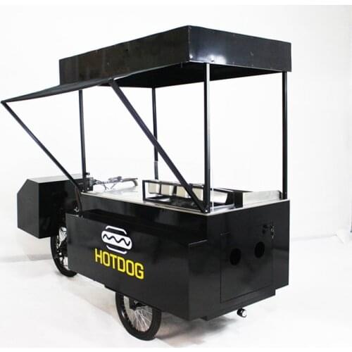 KN-T07C pedal and electric hot dog coffee bike snack vending Tricycle cart with freezer for sale