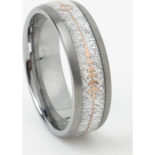 8mm Alliances meteorolite Tungsten Rings for men Love Rose Arrow Anniversary wedding band Fashion jewelry finger ring
