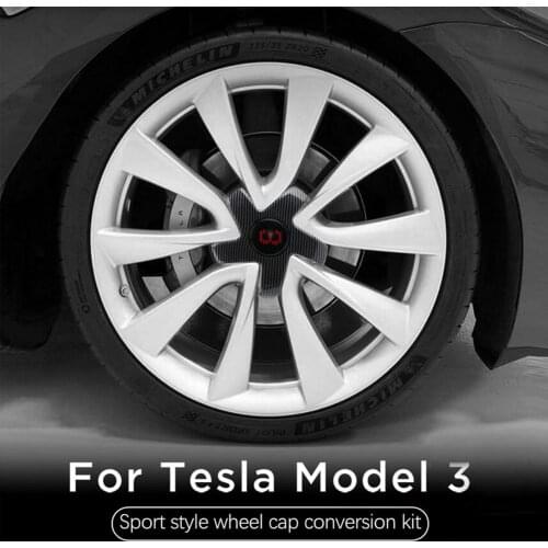 5 Claw Wheel Center Caps Carbon Fiber Hub Cover For Tesla Model 3 Nut Covers 18 Inch Hubcaps Car Modification ABS Accessories