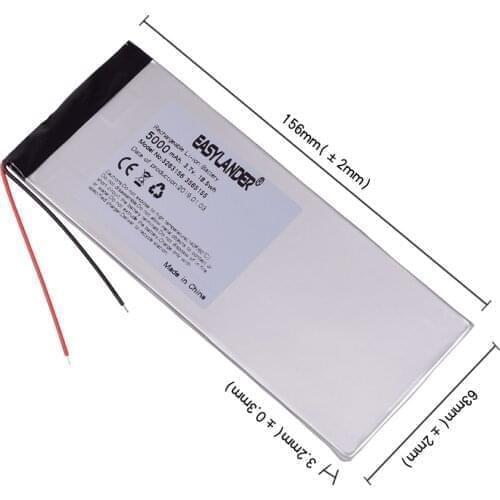 3263156 3.7V 5000mAh Rechargeable li Polymer Li-ion Battery For 8 inch Tablet PC CHUWI Hi8,CHUWI hi8 pro, xv8 DVD DVR 3565155