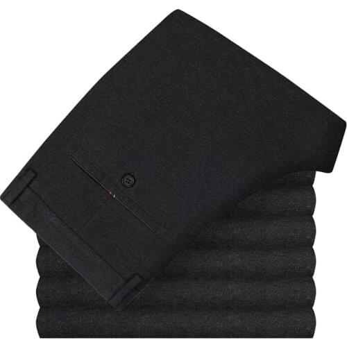 2021 Autumn and Winter Brand Fitted Straight Thick Pants Classic Style Business Casual Mens High Quality Slim Pants Size 29-40