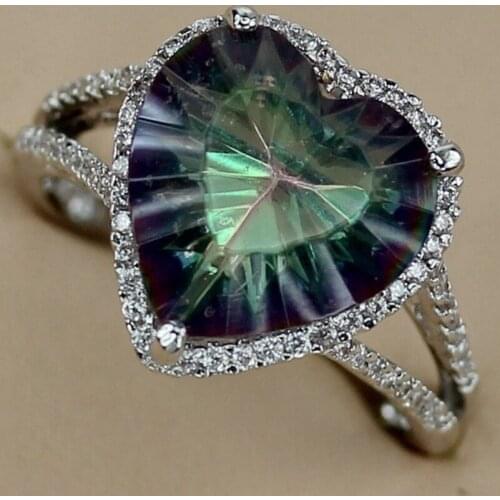 Fleure Esme Engagement wedding rings for men and women Punk accessories Rainbow Cubic Zirconia Rhodium Plated R3320 size 6 7 8 9