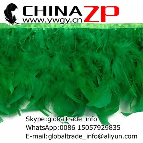 Wholesale in CHINAZP Factory 10yards/lot Good Quality Dyed Kelly Green Turkey Chandelle Feather Trim