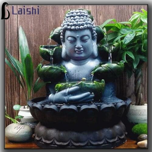 Full round diamond religion diamond painting Buddha auspicious water fountain statuette stitching cross stitch mosaic decoration