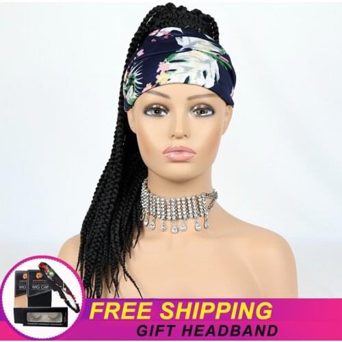 Box braided Drawstring Ponytail 20 Inches Long Straight Clip in Black Color Hairpiece Synthetic Braid Ponytail Hair Extensions