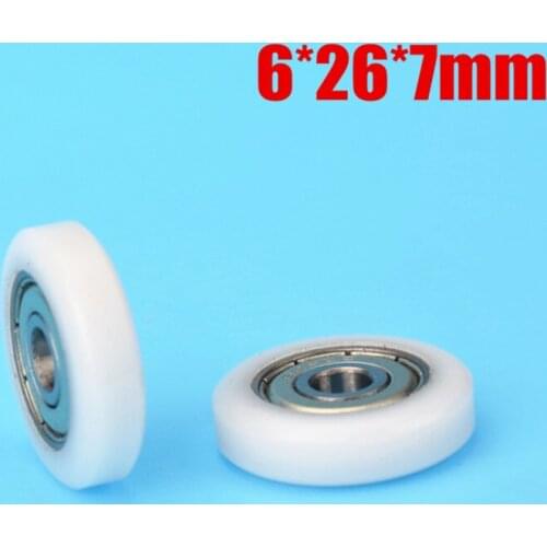 1pcs 6*26*7mm guide rail roller, plane bearing wheel, nylon wheel pulley for showcase /CNC engraving machine