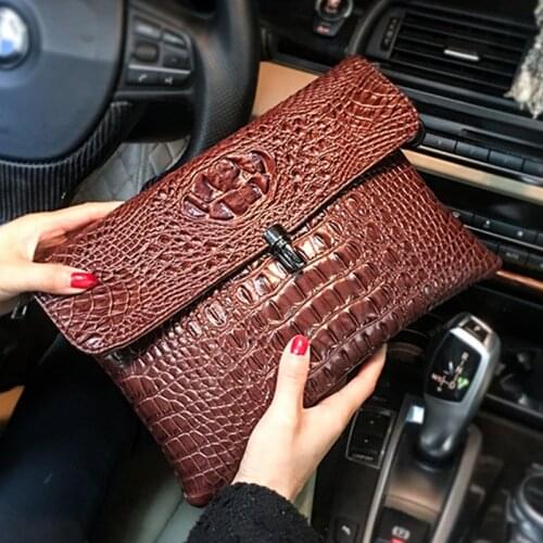 2020 Luxury Unisex Crocodile Clutch Women Men Hand Bag Office Ladies Leather Vintage Alligator Male Female Handbag Strap Envelop