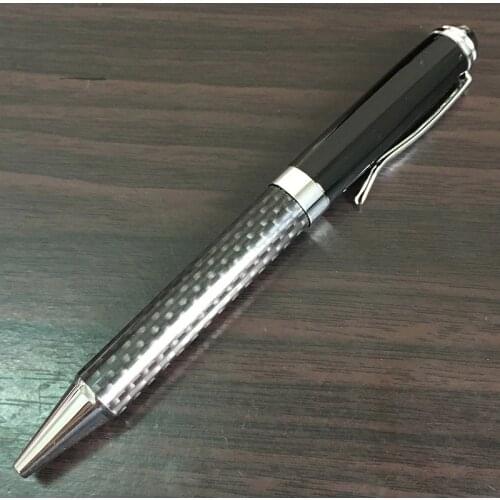 NICE Carbon Fiber Veins Stainless Steel Pen Rotating Metal Ballpoint Pen Office School Ball Point Pen Stationery Gift