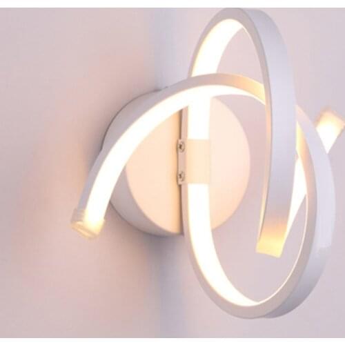 18W 22W Modern Spiral LED Wall Lamp Black White Aluminium Sconces Living Room Bedroom Bedside Wall Mount Light Remote Control