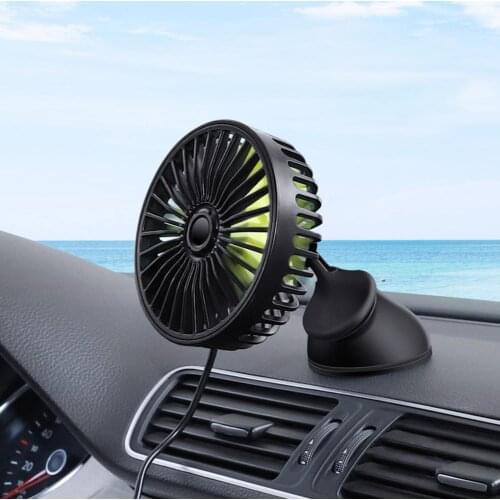 Universal 12V/24V Portable Car Fan 360 Degree Rotatable Dashboard Fan with 3 Speed USB Powered Fan For Car Air Fresh