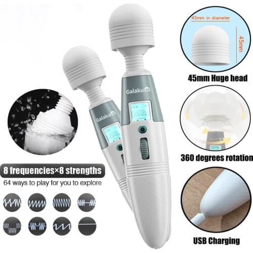 USB Charging Big Magic Wand Vibrator For Women Sex Machine 64 Mode Powerful Vibrating Female Masturbator Clit Stimulator Sex Toy