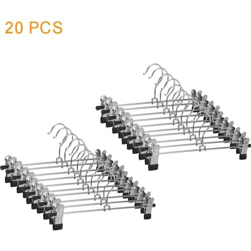 20pcs/Lot Hangers For Clothes Stainless Steel Clip Stand Hanger Pants Skirt Kid Clothes Adjustable Pinch Grip