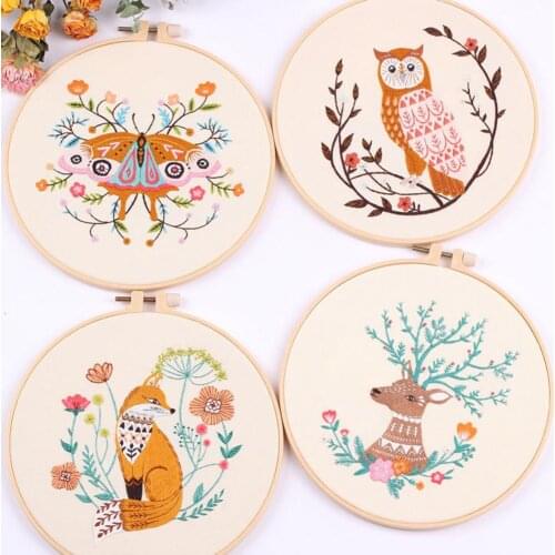 Embroidery Material Package Kit Cloth Art Needlework Tools Round Embroidery Frame Diy Sewing Craft Kit