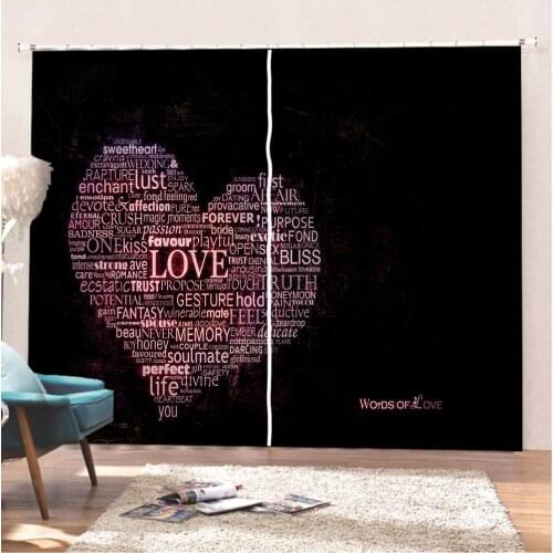 Love Shaped 3D Printing Bathroom Curtains Heart Curtains Room Home Modern Bedroom Curtain For Living Room Blackout Curtain