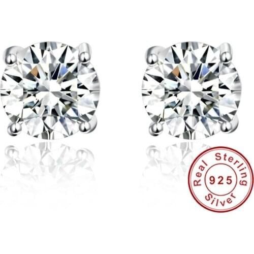 Women Stud Earrings 925 Sterling Silver AAAAA Level Crystal Earring Gift for women Jewelry Box