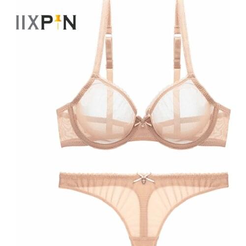 Womens Erotic Lingerie Suit See-through Mesh Underwear Set Sleepwear Adjustable Straps Underwire Unlined Hot Bra with Briefs