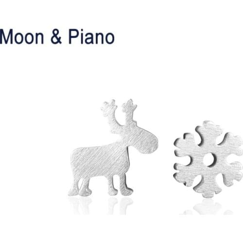 925 Sterling Silver Snowflakes And Deer Stud Earrings Fine Jewelry For Women Romantic Christmas Gift For Lady Different Style