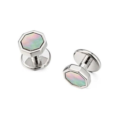 1Pair Noble Exquisite Cufflinks Shirt Accessories Shell Stone Metal Cufflinks Sleeve Pin For Men Fashion Jewelry