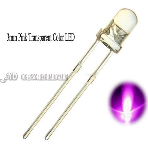 100pcs LED 3mm Pink Water Clear Round Light-Emitting Diode High Brightness LED Light Lamp