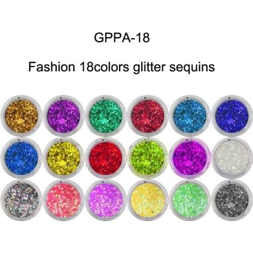 18Pots(on Box ) Nail Glitter 18ColorsHexagon Glitter sparkle Holographic Powder Dust Fairy Dust Nail Sequins Christmas Glitter