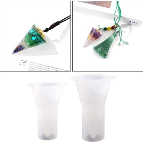 2 Pieces Durable 3D Holder Mold Clear Keyring Cone Shape Mould Conical