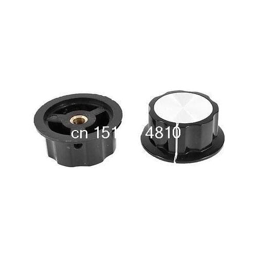 2 x Replacement 6mm Shaft Dia Silver Tone Plastic Gas Stove Rotary Knobs
