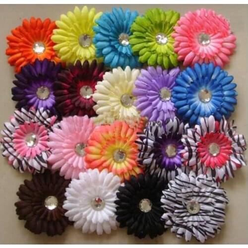240pcs 4 Inch Baby Crystal Flower Hair Bow Clip 4'' Girl Gerbera Flowers 4Inch Hair Clips