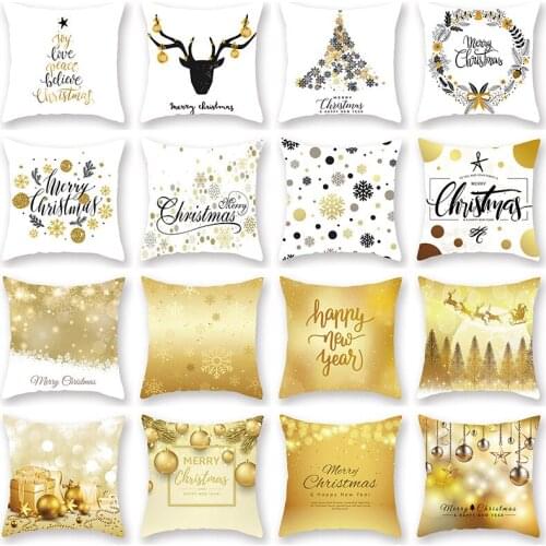 45x45cm Gold Luxury Christmas Pillow Case Car Sofa Cushion Cover Home Decoration Dropshipping AT146