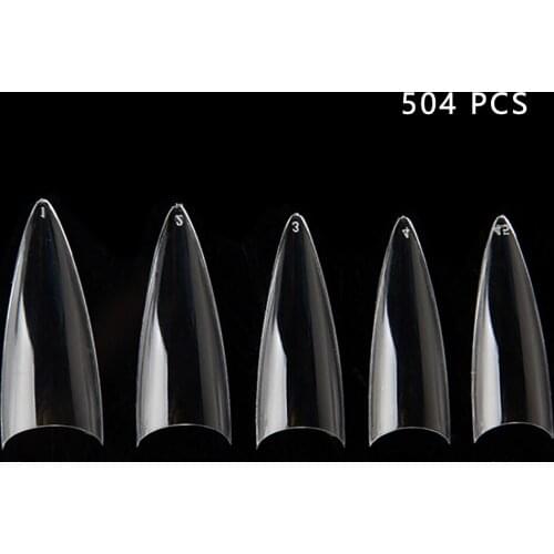 504pcs Professional Reusable False Nail Tips 12 Sizes Beginner Fake Art Tasteless DIY Stretchy Non Toxic Salon Artificial Clear