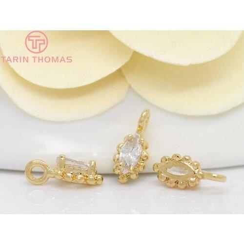 4PCS 4x9.5MM 24K Champagne Gold Color Plated Brass with Zircon Horse eye Charms Pendants High Quality Diy Jewelry Accessories