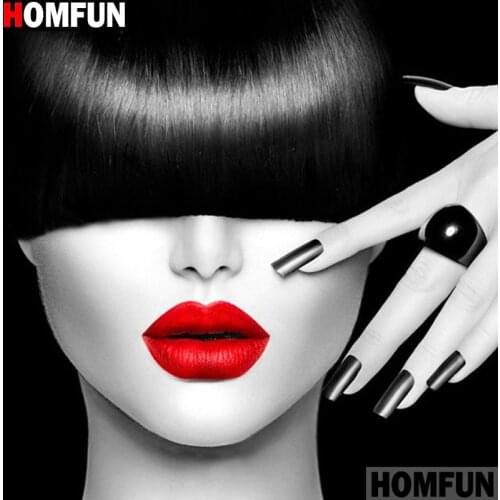 HOMFUN Full Square/Round Drill 5D DIY Diamond Painting "Beauty red lips" 3D Embroidery Cross Stitch 5D Decor Gift A14259