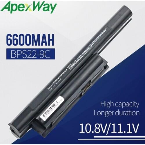 Apexway 4400mAh Battery For VAIO VPC-E1Z1E VPC-EA1 EA16E EA1S EA45FG/B EA1Z1E EA27EC For SONY BPS22 VGP-BPS22 VGP-BPS22A
