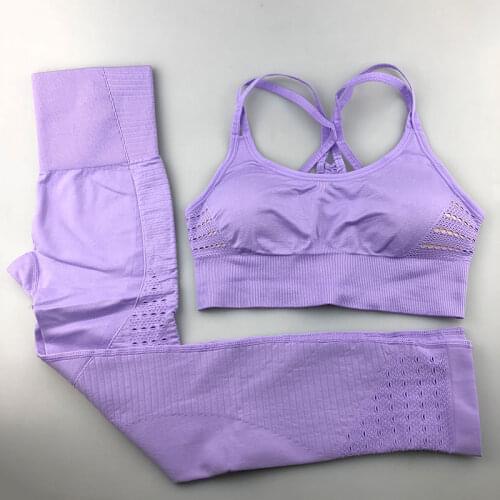 2pcs Seamless Women Yoga Set Workout Sportswear Gym Clothing Fitness High Waist Leggings Running Sports Suits Active Wear